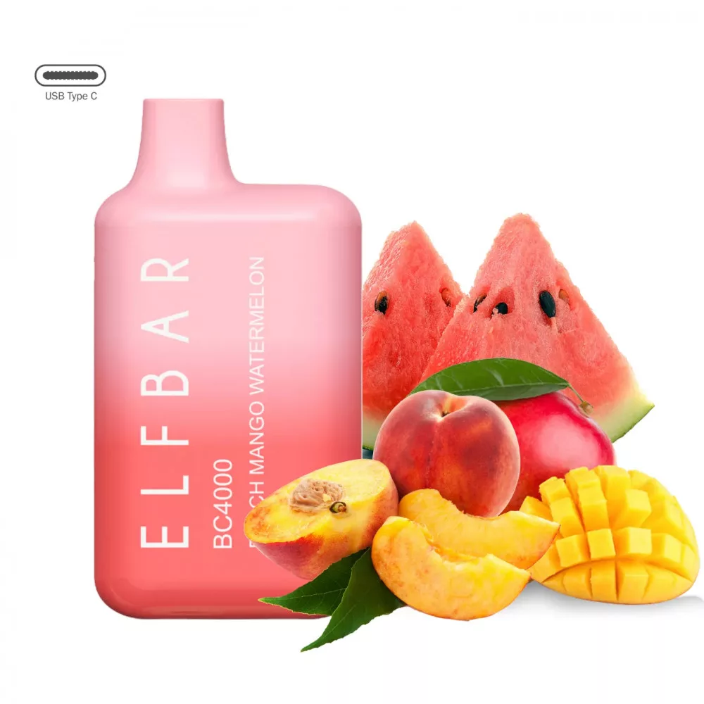 ELF BAR BC4000 - Peach Mango Watermelon 5% Nikotin Einweg e-Zigarette - Aufladbar ELF BAR BC4000 - Peach Mango Watermelon 5% Nikotin Einweg e-Zigarette - Aufladbar